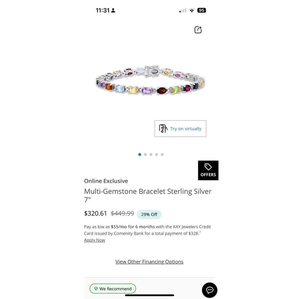 Multi Gemstone Tennis Bracelet Sterling Silver Kay Jewelers 7.25” - Picture 12 of 12